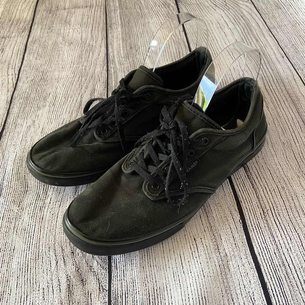 Vans solid black canvas sneakers size 9.5